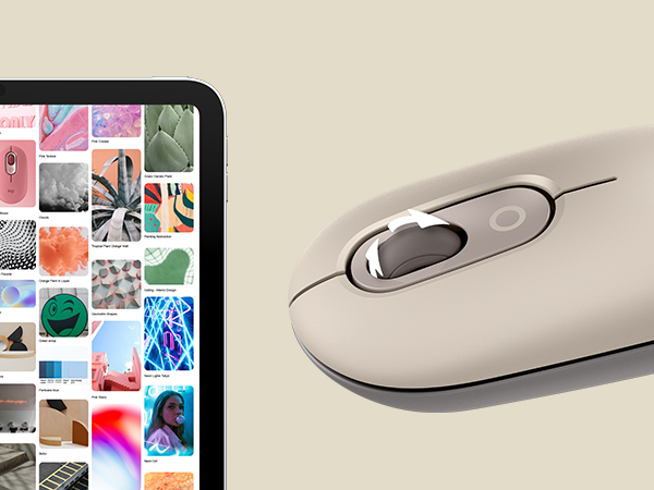 zoom on pop mouse mist beige gray buttons and scroll wheel