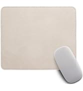 PU Leather Mouse Pad 7.9x9.4 Inch, 0.12 Inch Thickness, Premium Beige Mousepad with Stitched Edge...