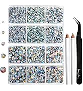 6736pcs Hotfix Rhinestones Flatback,AB Crystal Rhinestones for Crafts Clothes Mixed 5 Sizes, Hotf...