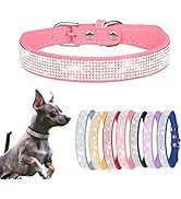 Rhinestone Dog Collar for Small Dogs, Cute Bling Diamond Fancy Crystal Glitter Pretty Jewel Soft ...