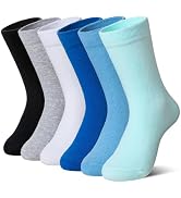 AMENLAN Kids Crew Cotton School Socks Youth Cute Casual Breathable Little Girls Boys Dress Socks ...