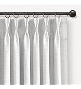 INOVADAY Pinch Pleated Curtains, 100% Light Blocking Linen Pinch Pleat Blackout Curtains for Bedr...