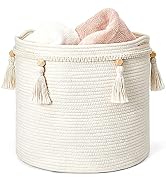 Mkono Macrame Decorative Cotton Rope Basket Boho Cute Woven Tassel Closet Storage Bins Organizer ...