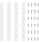 4 Pack White Straight Brackets, 8 Inch Stainless Steel Flat Brace Mending Plates, Heavy Duty Repa...