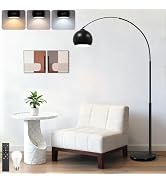 77” Arc Floor Lamp for Living Room, Upgraded Black Standing Lamp with Remote, 3 Color Temperature...