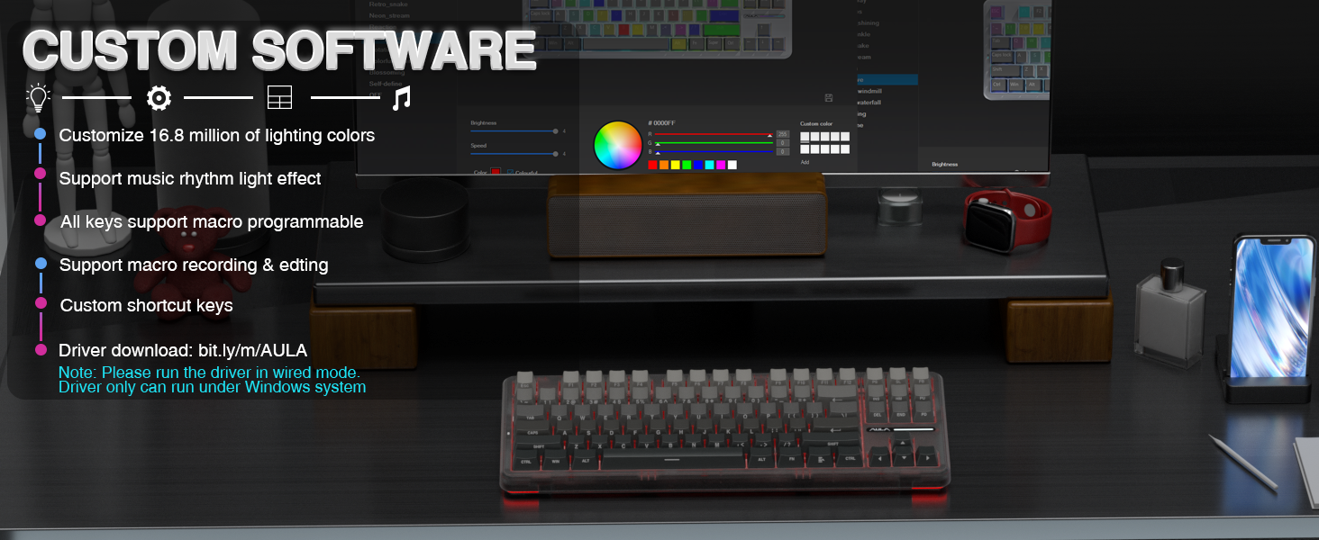 programmable keys keyboard custom keyboard rgb backlit led light up gaming keyboard wireless