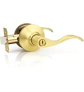 GOBEKOR Gold Door Handle Wave Privacy Door Lever Brushed Gold Door Handles Interior with Lock for...