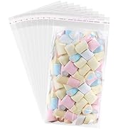JOYIT 5x10 Inches Self Sealing Clear Cellophane Bags - 200 Pcs Clear Gift Bags with Seal, Ideal C...