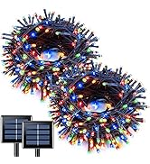 JMEXSUSS 2 Pack Solar String Light 100LED 32.8ft 8 Modes Solar Christmas Lights Waterproof for Ga...