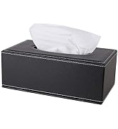 High-end Fashion PU Leather Tissue Box Holder Black with lid, Rectangular Napkin Facial Tissues H...