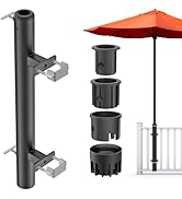Dolibest Heavy Duty Patio Umbrella Holder, Steel Deck Clamp Holder up to 2'' Poles, Deck Mount Um...