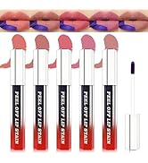 AWCCXMYM 5PCS Peel Off Lip Stain Long-Lasting Lip Stain Peel Off Matte Lip Liner Stain Waterproof...