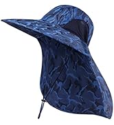 Outdoor Sun Hat for Men with 50+ UPF Protection Safari Cap Wide Brim Fishing Hat with Neck Flap, ...