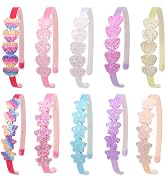 Santoddle Headbands for Girls 10Pcs Sparkly Baby Headband Glitter Hairbands Colorful Head Bands f...