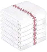 Nouvelle Legende Cotton Kitchen and Dish Towels, 14.75 x 24.5 Inches, White with Red Herringbone ...