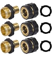 Hourleey Garden Hose Quick Connector, 3/4 Inch Male and Female Garden Hose Fitting Quick Connecto...