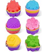Silicone Cupcake Liners, Reusable Muffin Liners BPA Free Dishwasher Safe Baking Cups, 3 x 3 x 1.3...