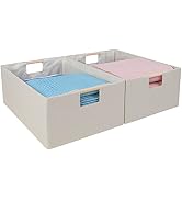 ANMINY 2PCS Storage Baskets for Organizing Collapsible Fabric Storage Bins Boxes with Wood Handle...