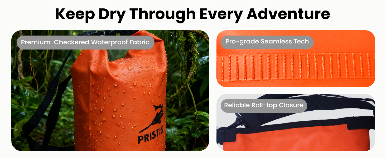 Premium checkered Waterproof fabric Roll-top closure Seamless Dry Bag Lightweight Kayak Storage Gear