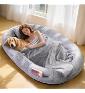 Human Dog Bed for Adults and Pets,71"x45"x14" Human Size Giant Dog Bed,Washable Faux Fur Cover Na...