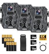 WOSODA ?3 Pack Trail Cameras, 48MP 4K No-Glow Night Vision Game Camera, Trail Cam with Motion Act...