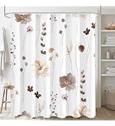 Gibelle Watercolor Floral Shower Curtain, Brown Beige Flower Shower Curtain for Bathroom, Modern ...