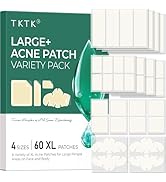 TKTK Large+ Pimple Patches Pack, 4 Big Sizes Hydrocolloid Acne Patch for Face Body, XL Hydrocollo...