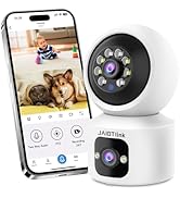 JAIOTlink Indoor Pet Security Camera for Dog Cat, 360° Pan Tilt Baby Monitor, 2.5k Dual-Lens WiFi...