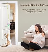 Janbenty Interactive Cat Feather Toys 8Pcs,Interactive Wand,Cat Teaser Retractable,Indoor cat Han...
