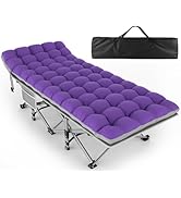 ZENPETIO 28In Folding Camping Cot for Adult, Portable Sleeping Cot with Mattress, Outdoor Heavy D...