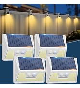 vighep 4 Pack Solar Fence Lights Waterproof, Motion Sensor Deck Lights Outdoor, Warm White LED Ou...