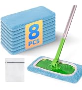 8 Pack Reusable Mop Pads Compatible with Swiffer Sweeper Mop, Dry and Wet Pads Refill, Microfiber...