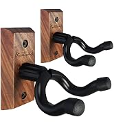 Guitar Wall Mount 2 Pack, Black Walnut Wood Guitar Hanger, U-Shaped Guitar Wall Hanger Mount, Gui...