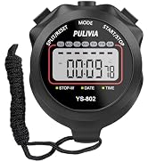 PULIVIA Stopwatch Timer Lap Split Digital Stopwatch with Clock Calendar Alarm, Large Display Stop...