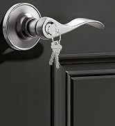Veise Keyed Entry Door Lever for Bedroom, Wave Exterior Interior Door Handle with Lock and Key