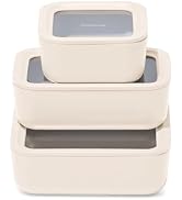 Caraway 3pc Glass Food Storage Set – 10 Cup, 6.6 Cup, & 4.4 Cup Food Containers - Ceramic Coated ...