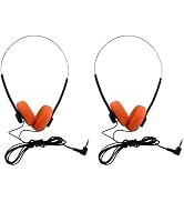 Rosojodg 2Pcs Orange Retro On-Ear Headphones,Wired Stereo Headphones, Walkman Headphone, Lightwei...