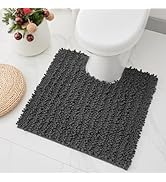 Ruggnovea Toilet Rug Dark Grey 24x24 Machine Washable Non Slip Toilet Mat U Shaped Plush Absorben...