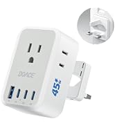 45W Type G Plug Adapter for Travel, US to UK Adapter with PD USB-C Charging | 4 AC Outlets, 3 USB...
