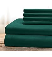 BYSURE Hotel Luxury Bed Sheets Set 6 Piece(Full, Dark Forest Green) - Super Soft 1800 Thread Coun...