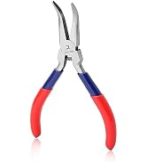 GOLD DEER Mini Bent Chain Nose Pliers With Serrated Jaw - Precision Tool For Gripping, Bending Wires