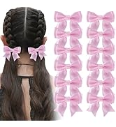 12Pcs Hair Bows Clips for Women Silky Satin Cute Bow Clips for Girls Short Tail Ribbon Alligator ...