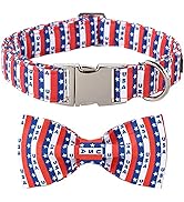 ARING PET American Flag Dog Collar-Summer USA Patriotic Dog Collar Bow, Adjustable 4th of July Do...