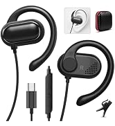 USB C Headphones Over-Ear Buds Hooks Microphone for Sports Running,Fit Small Ears Type C Wired Ea...