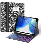 Supveco Keyboard Case for iPad 9th/8th/7th Generation 10.2 Inch-Book Black | 7 Colors Backlit,Mul...