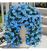 Ouddy Decor 3 Pcs Artificial Hanging Flowers for Outdoors, Fake Silk Hanging Plants Faux Morning ...