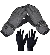 HighLoong Men Ski Snowboard Gloves with Waterproof and Thinsulate for Cold Winter-Black