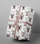 RiukRaiu Funny Christmas Wrapping Paper for Kids Adults - Muscular Santa and Reindeer, Red/Green ...