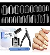 Beetles Nail Tips 240 Pcs Short Oval Beetles Gel X Nail Kit 5 In 1 Nail Glue Base Gel Uv Led Lamp...