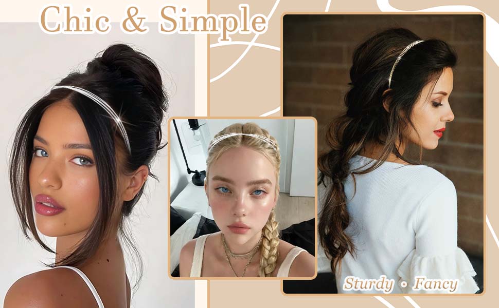 gold headbands multi layers hairbands stylish hair accessories formal bridal row wire headband